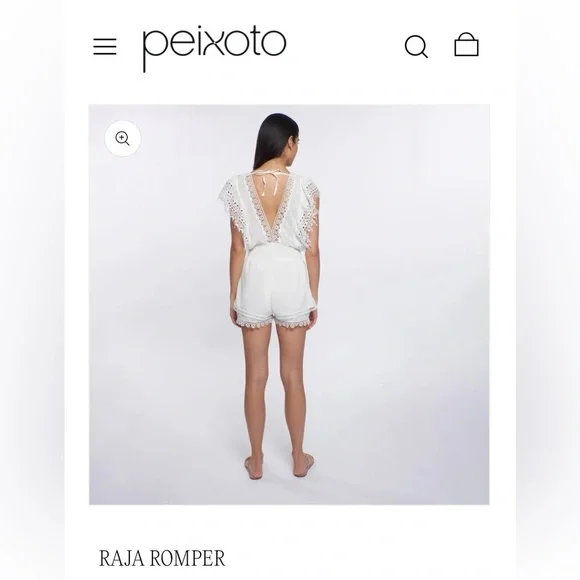 NEW With Tags Sz Medium Peixoto Raja Lace-Trimmed White Romper - Picture 2 of 8
